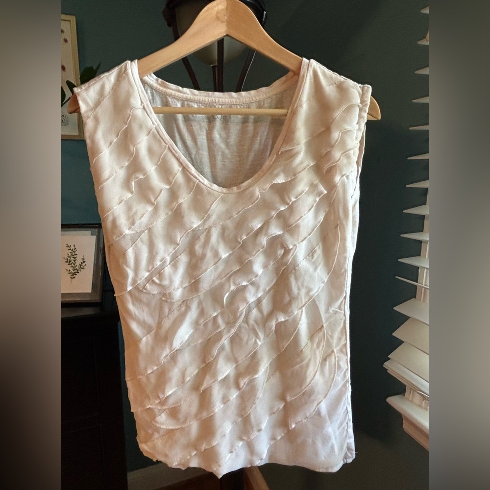 LOFT Light Pink Tiered Ruffle Small Textured Tank Top